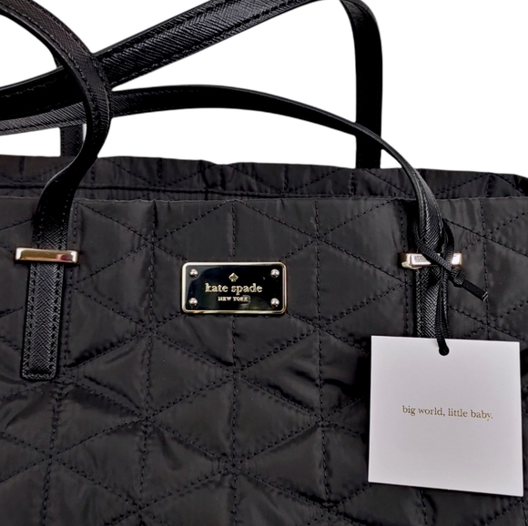 Kate Spade Black Quilted Kaylie Baby Bag Large Diaper Carrier NWT - Picture 6 of 9